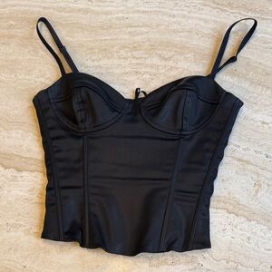 Aritzia Black Satin Bustier Tank Top